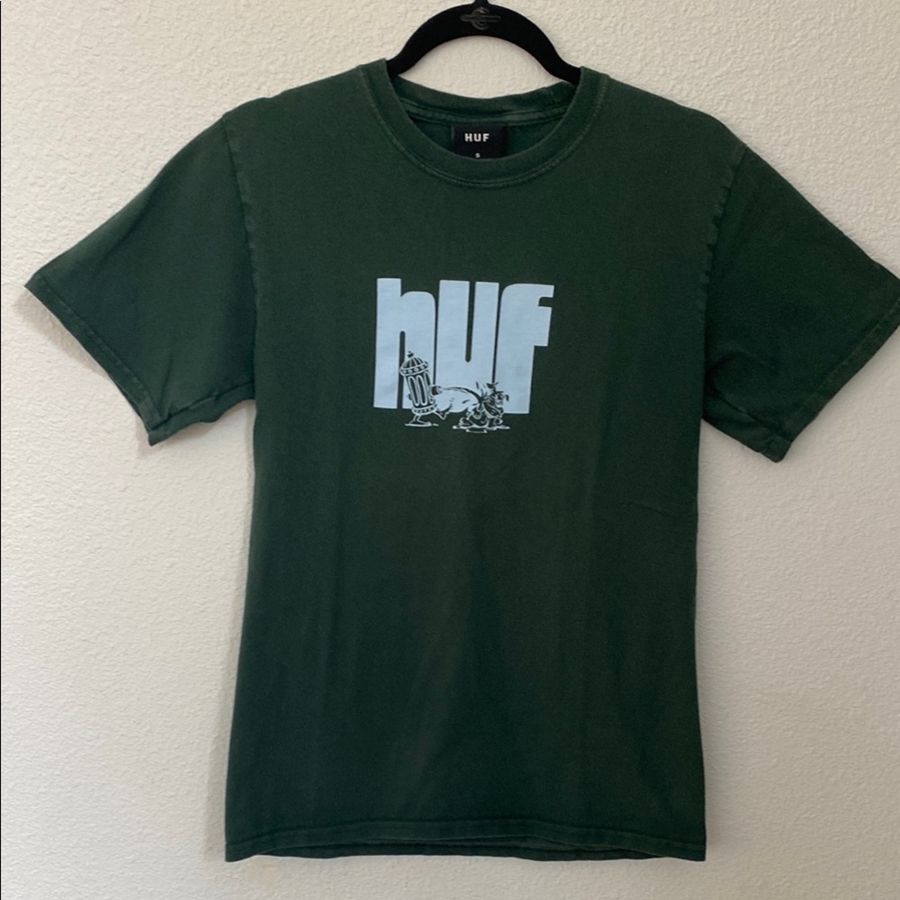 HUF Forest Green Tee with White Logo